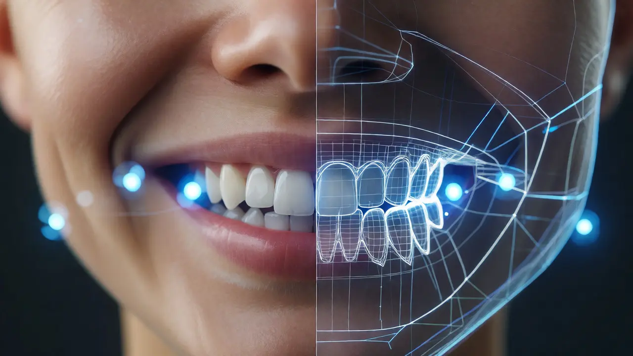 Digitální simulace úsměvu pomocí technologie DSD pro plánování tvaru zubů.