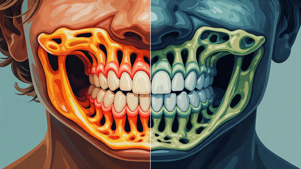 Ilustrace porovnávající rychlost pohybu zubů u teenagera a dospělého pacienta.